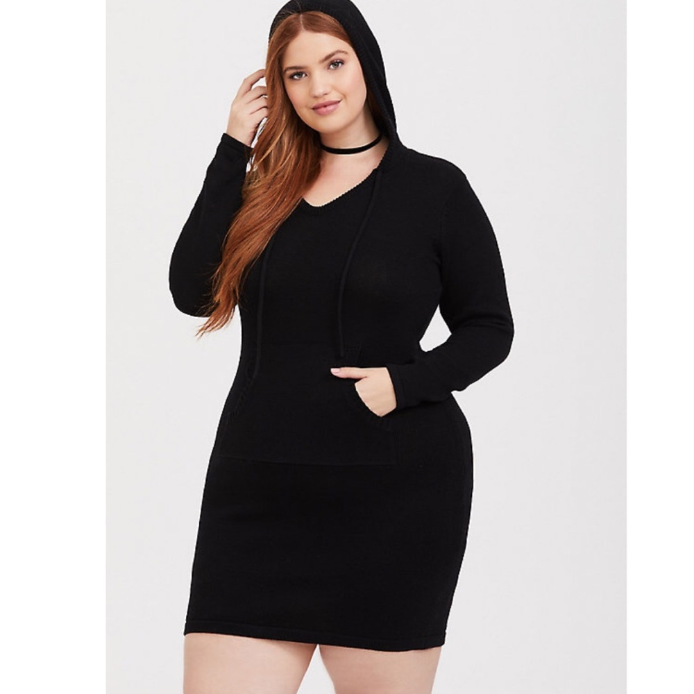 Black hooded sweater dress NWT